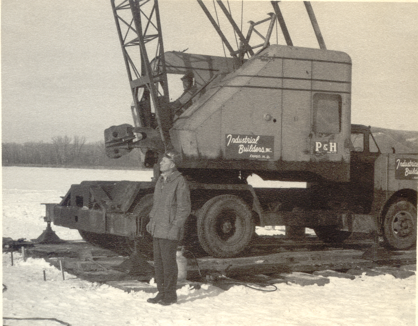 Warren Diederich with 50 ton truck crane 1961